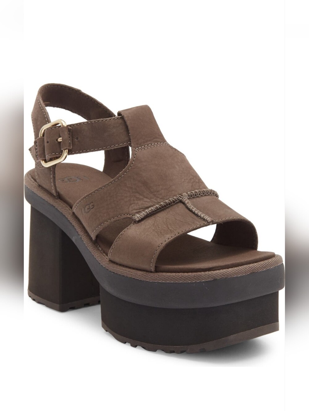 Size 9 To 12 extended  paired  UGG Brown Unique Platform Heels Sandals